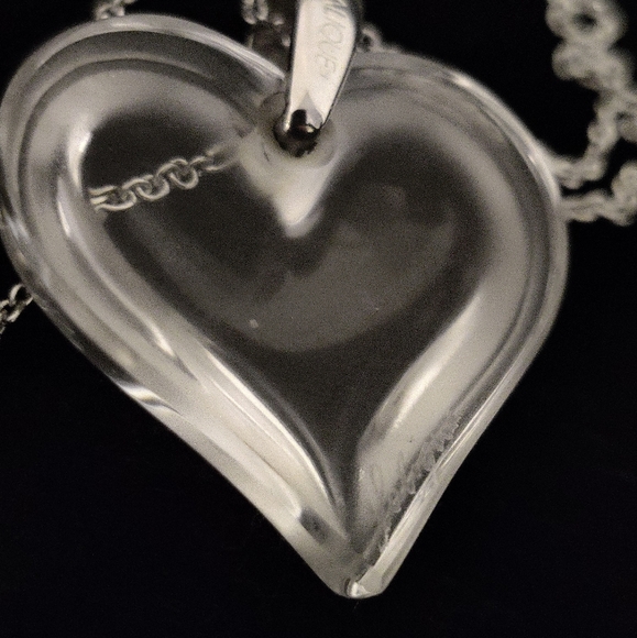 Stunning Clear Crystal Lalique Heart Necklace - Picture 7 of 16